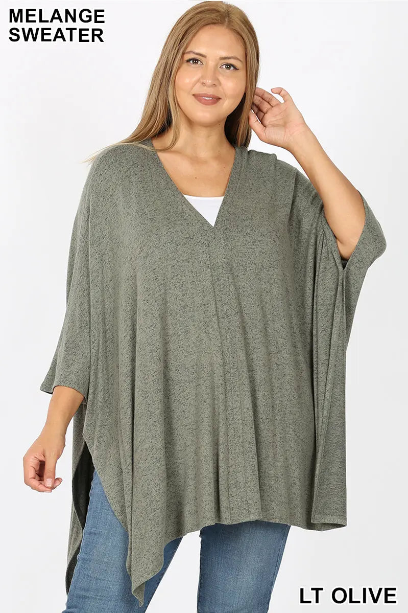 PLUS BRUSHED MELANGE SWEATER   LT OLIVE - Cathy,s new look 