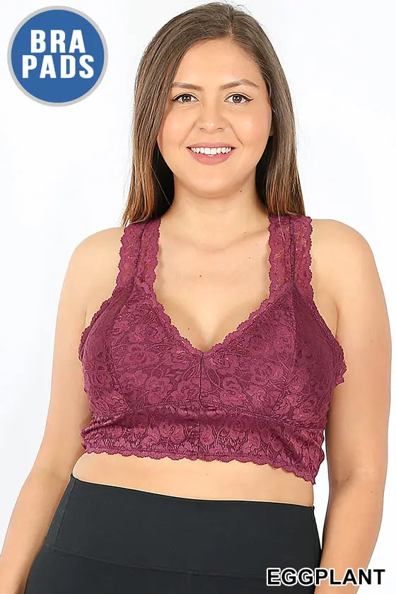 PLUS STRETCH LACE BRALETTE WITH REMOVABLE BRA PADS LT-6324X - Cathy,s new look 
